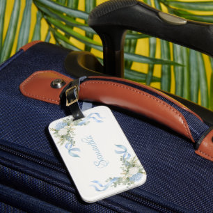 Blue Hydrangea Name Personalized Luggage Tag