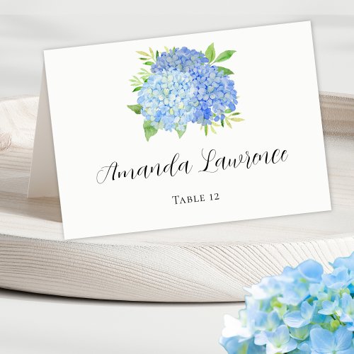 Blue Hydrangea Name  Table Number Place Card