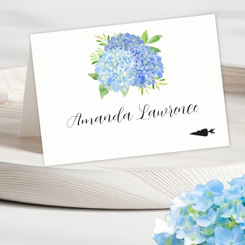 Blue Hydrangea Name Vegetarian Meal Place Card