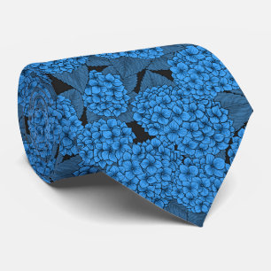 Blue hydrangea neck tie