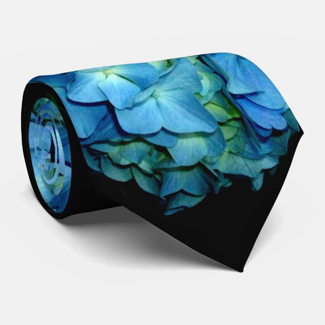 Blue Hydrangea Neck Tie (Rolled)