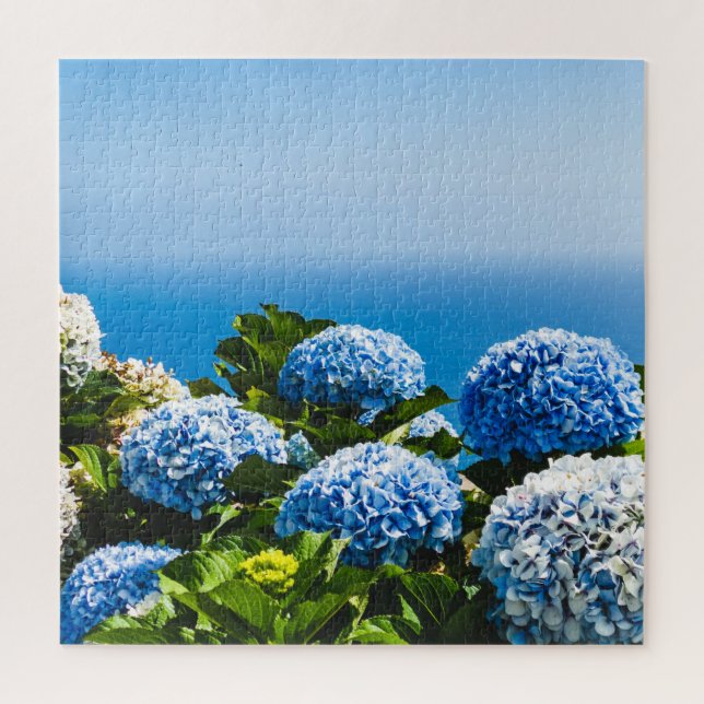 Blue Hydrangea on Gradient ocean Jigsaw Puzzle (Vertical)