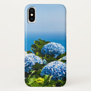 Blue Hydrangea on Gradient ocean Positano iPhone X Case