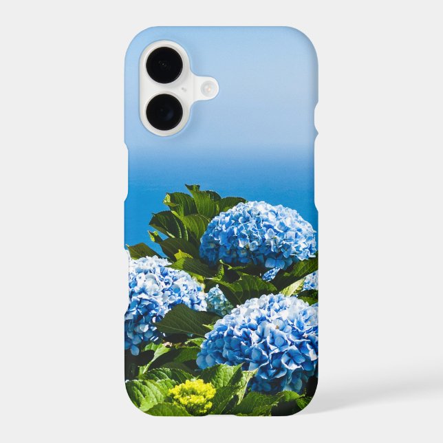 Blue Hydrangea on Gradient ocean Positano Iphone Case (Back)