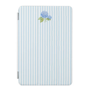 Blue Hydrangea Painting Blue Stripe Preppy iPad Mini Cover