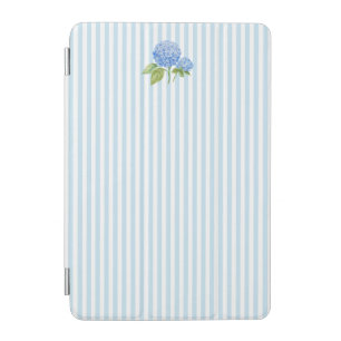 Blue Hydrangea Painting Blue Stripe Preppy iPad Mini Cover