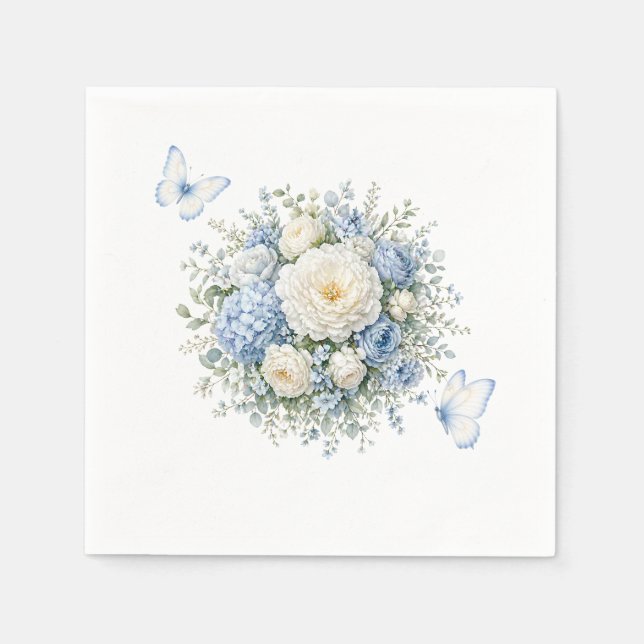 Blue Hydrangea Paper Napkins (Front)