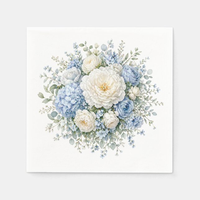 Blue Hydrangea Paper Napkins (Front)