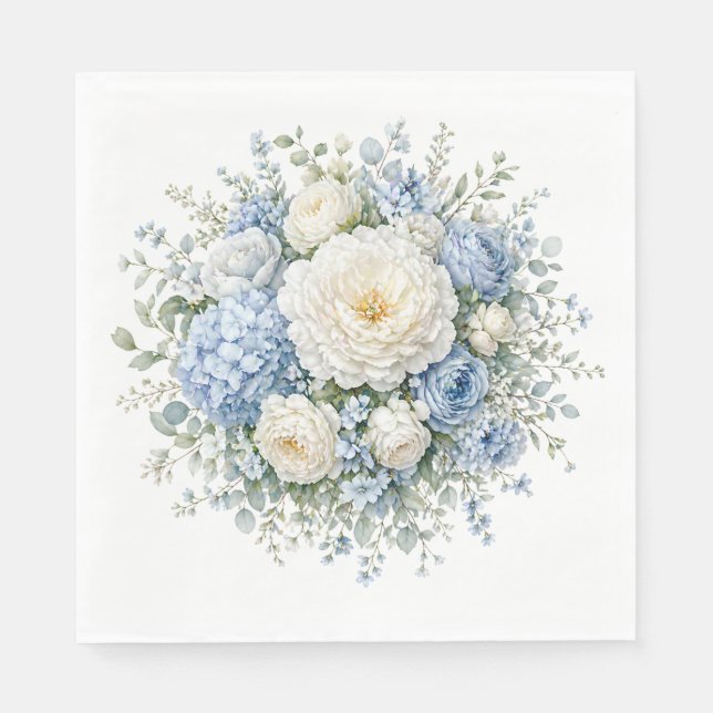 Blue Hydrangea Paper Napkins (Front)