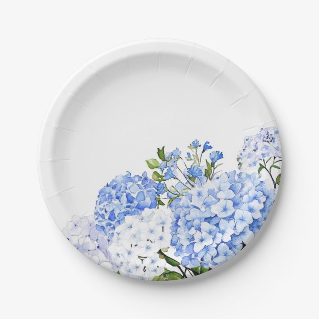 Blue Hydrangea Paper Plates (Front)