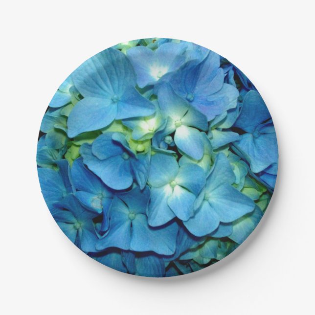 Blue Hydrangea Paper Plates (Front)