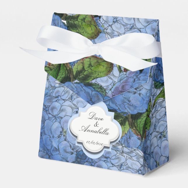 Blue Hydrangea Party Favor Box (Front Side)