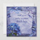 Blue Hydrangea Party Invitation (Back)