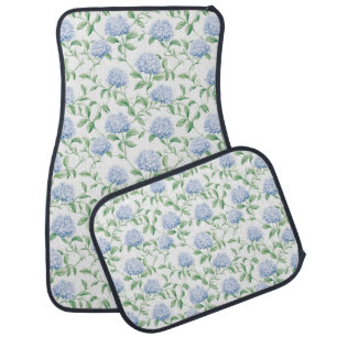 Blue Hydrangea Pattern Watercolor Floral Botanical Car Floor Mat