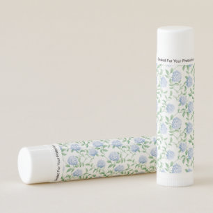 Blue Hydrangea Pattern Watercolor Floral Botanical Lip Balm