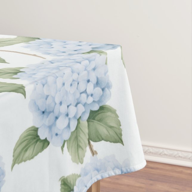 Blue Hydrangea Pattern Watercolor Floral Botanical Tablecloth (In Situ)