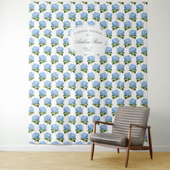 Blue Hydrangea Patterned Party Backdrop (In Situ)