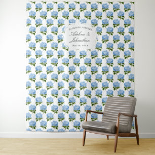 Blue Hydrangea Patterned Wedding Backdrop