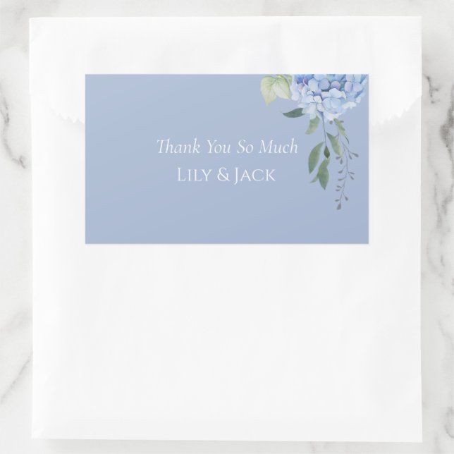 Blue Hydrangea Periwinkle Floral Thank You Sticker (Bag)