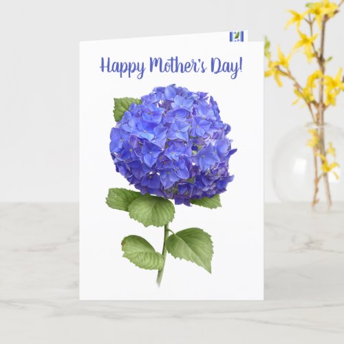 Blue Hydrangea Personalized Floral Mothers Day Card