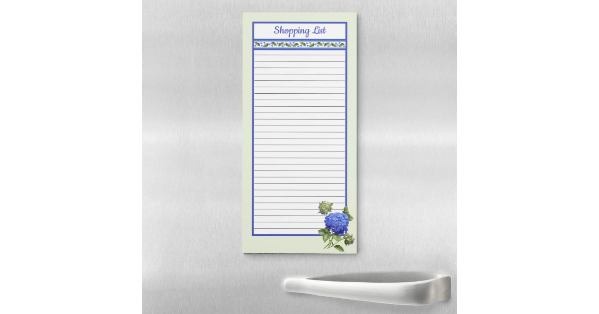 Blue Hydrangea Personalized Magnetic Notepad | Zazzle