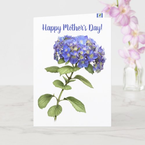 Blue Hydrangea Personalized Mothers Day Card
