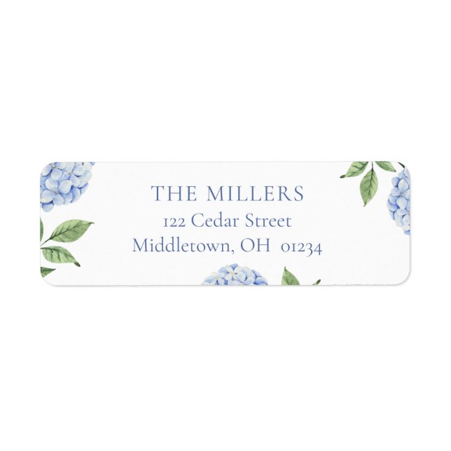 Blue Hydrangea Personalized Return Address Label (Front)