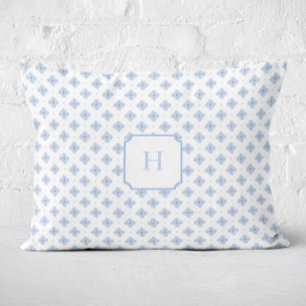 Blue Hydrangea Petal Monogram Accent Pillow