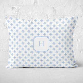 Blue Hydrangea Petal Monogram Accent Pillow