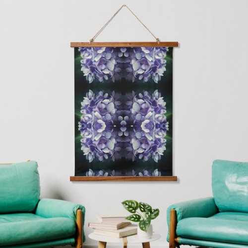 Blue Hydrangea Petals Abstract Art  Hanging Tapestry