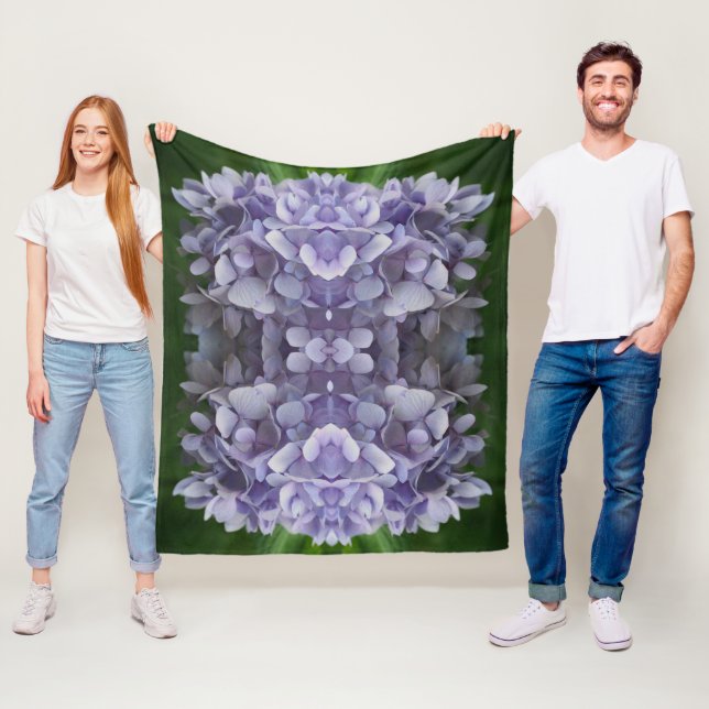 Blue Hydrangea Petals Abstract Art Pattern    Fleece Blanket (In Situ)