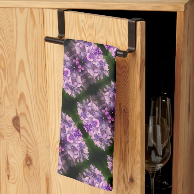 Blue Hydrangea Petals Abstract Art Pattern       Kitchen Towel (Thirds Fold)