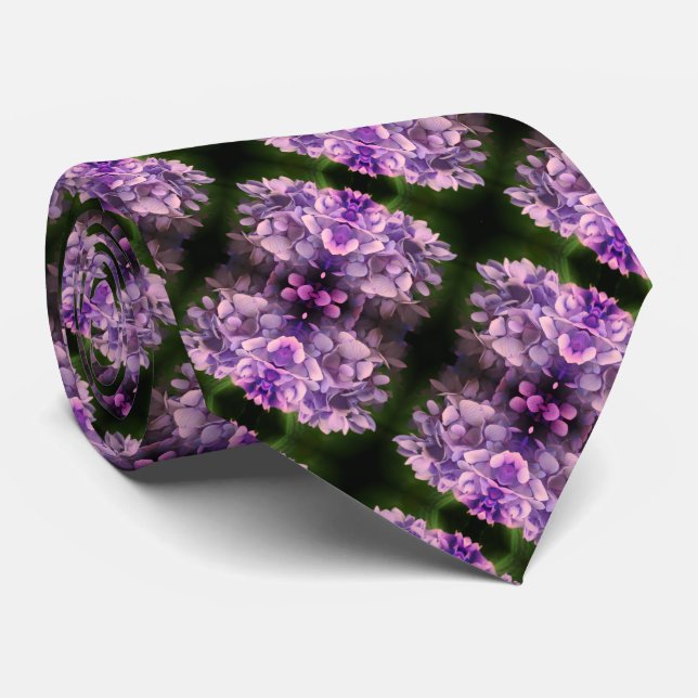 Blue Hydrangea Petals Abstract Art Pattern       Neck Tie (Rolled)