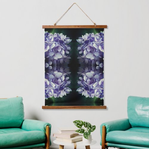 Blue Hydrangea Petals Abstract Floral  Hanging Tapestry