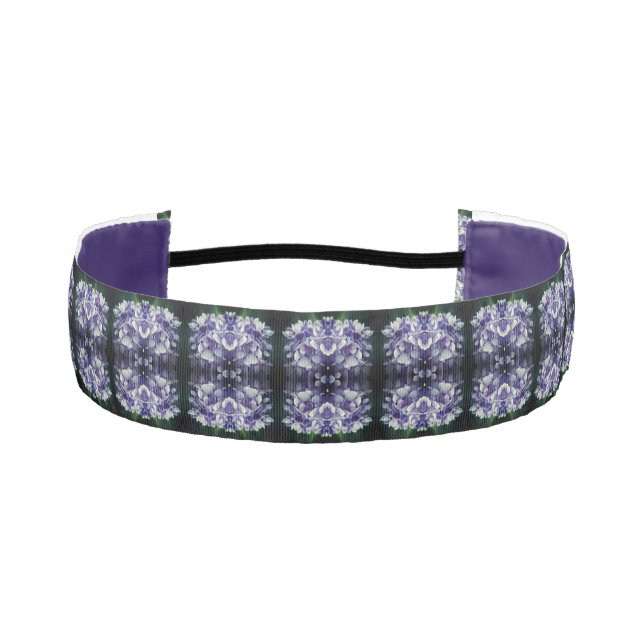 Blue Hydrangea Petals Abstract Pattern Athletic Headband (Front)