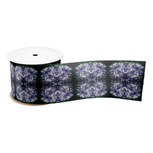 Blue Hydrangea Petals Abstract Pattern Satin Ribbon