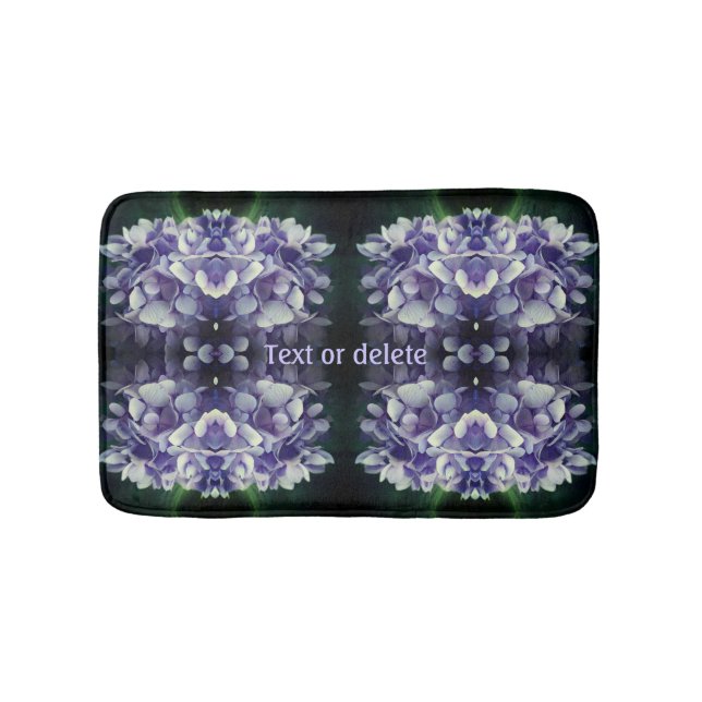 Blue Hydrangea Petals Abstract Personalized Bath Mat (Front)