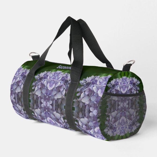 Blue Hydrangea Petals Abstract Personalized Duffle Bag (Right Corner)