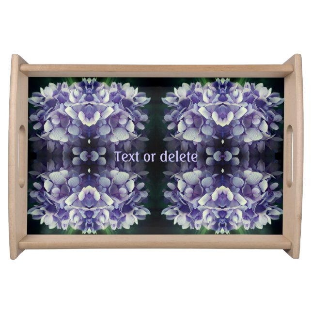 Blue Hydrangea Petals Abstract Personalized Serving Tray (Front)