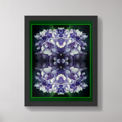 Blue Hydrangea Petals Close Up Abstract Framed Art