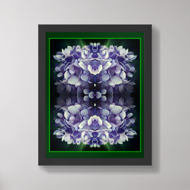 Blue Hydrangea Petals Close Up Abstract Framed Art (Framed Front)