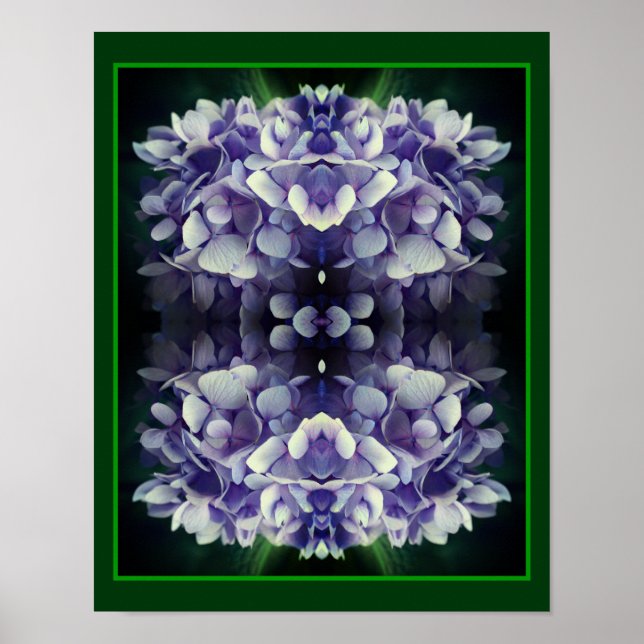 Blue Hydrangea Petals Close Up Abstract Framed Art (Front)