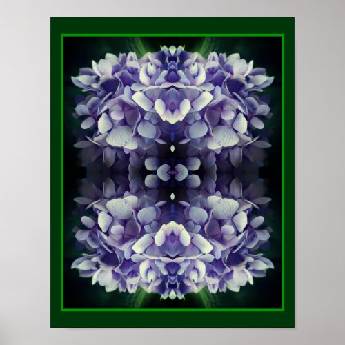 Blue Hydrangea Petals Close Up Abstract Poster