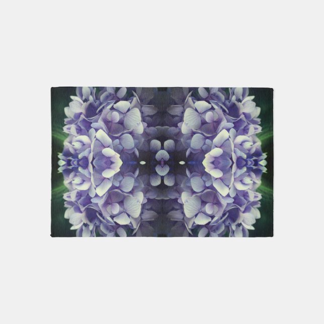 Blue Hydrangea Petals Close Up Abstract Rug (Front)