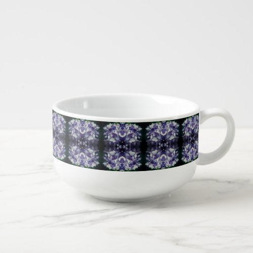 Blue Hydrangea Petals Close Up Abstract Soup Mug