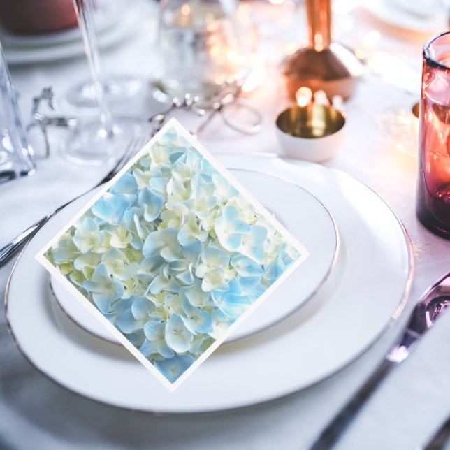 Blue Hydrangea Petals Floral Napkins (In Situ Plate)
