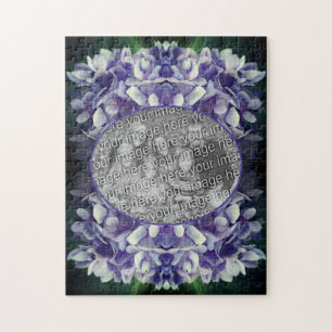 Blue Hydrangea Petals Frame Add Your Photo Jigsaw Puzzle