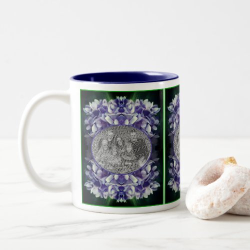 Blue Hydrangea Petals Frame Add Your Photo Two_Tone Coffee Mug