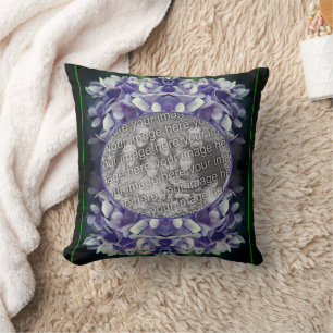 Blue Hydrangea Petals Frame Create Your Own Photo Throw Pillow