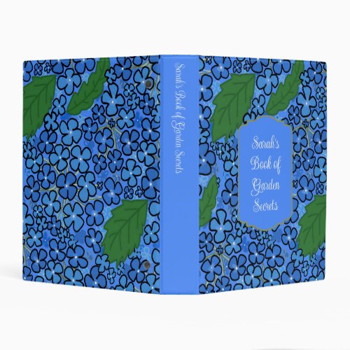 Blue Hydrangea Petals Illustrated Custom Binder